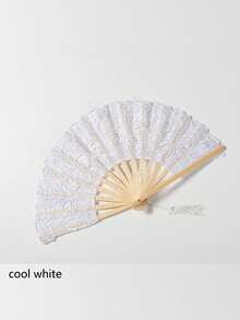1 pieza Abanico de mano plegable de encaje vintage, marco bordado con flores, abanico enrollado hecho a mano, elegante decoración con borlas, abanico plegable de mano vintage francés para mujer, abanico de encaje estilo corte, accesorio de fotografía de baile clásico, abanico de decoración para boda y fiesta, decoración del hogar, abanico plegable de decoración de escritorio, regalo para mujer adulta, regalo de vacaciones, regalo del Día de San Valentín, regalo de cumpleaños, regalo de fiesta, recuerdo, accesorio de fotografía, accesorio de actuación - 1PC - Ver 12