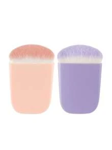 1 pièce Pinceau à blush petit plat en forme de haricot avec boîte en papier, pinceau de maquillage multifonction, poils super doux, outil de maquillage rose mignon - Multicolore - Voir 10