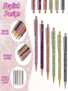 23pcs Set (3 Pens + 20 Refills) Shiny Metallic Retractable Ballpoint Pens, Smooth Writing, Suitable For Various Occasions, Great Gift Choice - 23pcs Set - View 3