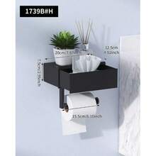 1pc Toilet Paper Holder With Storage Box And Shelf, Upgraded Drawer-Style Bathroom Wet Wipe Holder, Wall-Mounted Toilet Paper Rack, Suitable For Bathroom Paper Towel Storage, Back To School Essential, Gift Choice - Black - View 11