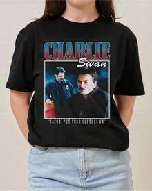 Vintage Charlie Swan 90s Tee - Billy Burke Fan Shirt. - 黑色 - 查看 1
