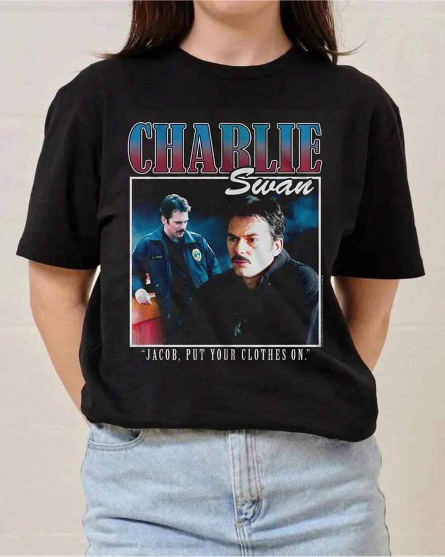 Vintage Charlie Swan 90s Tee - Billy Burke Fan Shirt. - 黑色 - 查看 1