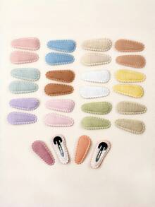 28pcs Girls Snap Hair Clips, Including Embroidery And Printed Designs - Multicolor - View 8