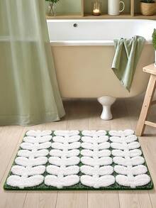 1 pieza Alfombra de baño con patrón de hoja, esponjosa y cómoda al tacto, con respaldo de TPR antideslizante, para cocina, exterior, interior, pasillo, dormitorio, sala de estar, alfombra de lado, lavable a máquina, fácil de limpiar para decoración de baño - Multicolor - Ver 5