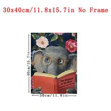 1pc Framed/Unframed Quirky Elephant Reading Book Wall Art Print Embrace The Obvious Fun Animal Posters Lover Gift, Humorous Wall Decor, Humorous Pigeon Reading 'The Art Of Pooping On People' Pink Literary Wall Art Print Funny Bathroom Decor - Animal - View 23