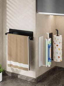 1/2PCS Magnetic Paper Towel Holder, Carbon Steel Material, Available In Cream White And Gun Gray, No-Drill Installation, Easy To Install, Stable And Durable, No Wall Damage, Wall-Mounted Storage For Paper Towels, Plastic Wrap, Towels, Clothes Hangers, Suitable For Kitchen, Refrigerator, Bathroom, Balcony, Outdoor And More - Multicolor - View 9