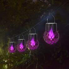 POSE UP 4/8pcs Solar Flame Lights, Hanging Or Standing Outdoor Lights With Realistic Flickering Flame Effect, Easy Install Solar Waterproof Landscape Decor, Suitable For Balcony, Patio, Porch, Garden, Yard, Backyard, Party And Halloween - Multicolor - View 24