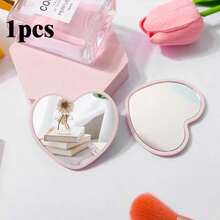 Juego de 1/2/20 piezas Espejo de maquillaje con forma de corazón y bolsa de maquillaje en rosa, blanco, negro y verde, Espejo de maquillaje portátil de vidrio rosa con bolsa de maquillaje exquisita, Espejo de bolsillo compacto adecuado para viajes, regalos del Día de San Valentín, Navidad, decoración del hogar y regalos festivos, recuerdos de temporada de graduación, bodas, reuniones familiares - A - Ver 11