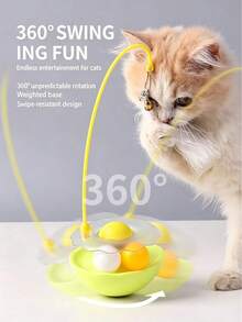 Multifunctional Cat Rolling Ball Toy With Feather Teaser, Bell And Catnip Ball, 360° Rotating Self-Play Interactive Kitten Toy, Durable ABS Material, Relieve Boredom Pet Entertainment Supplies - View 9