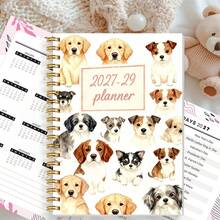 DANPERJI 1PC A5 2027-2029 Three-Year Plan Schedule, Watercolor Dog Collection, 2027-2029 Schedule Book, Long-Term Planning (36 Months), Library Study, Time Management, Project Management, Practical Gifts, Planning Enthusiast, Lifestyle Blogger - 1pc - View 1