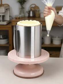1pc Stainless Steel Adjustable Round Mousse Ring, 16-30cm Extendable Bottomless Cake Mold, Home Tiramisu Cheesecake Mille-Feuille Cake Border Baking Tool, 6-12 Inch Expandable Cake Ring Commercial Baking Shaping Mold, Easy To Clean And Reusable, Kitchen Cake DIY Tool, Suitable For Birthday Party Gathering Wedding Holiday Celebration - View 3