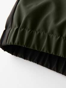 Men's Colorblock Patchwork Hooded Jacket, Lightweight Windproof Fabric, Drawstring Design, Casual Commute, Versatile Style - Army Green - View 6