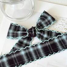 2 Yards Classic Plaid Wavy Trim Ribbon, Bouquet Decoration Satin Ribbon, Suitable For Handmade Bouquets, Gift Wrapping, Party Decor, Floral Design, Gift Ribbon, Event Decoration, Floral Ribbon - 1 Blue - View 6
