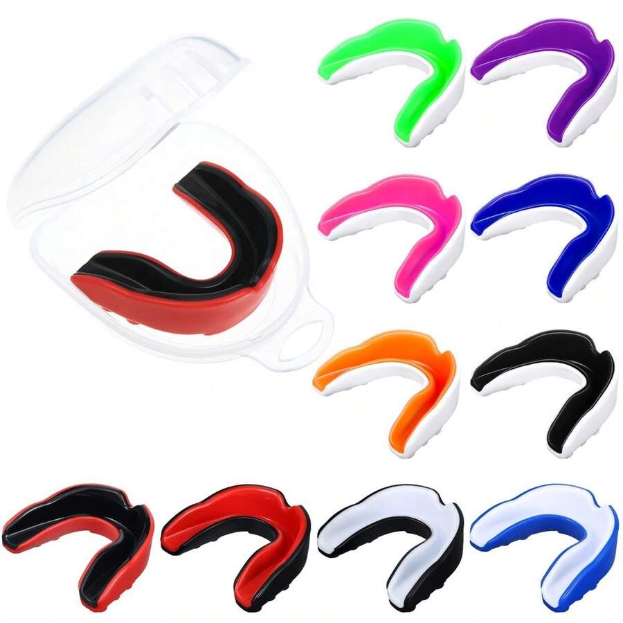 1pc Mouthguard For Football, Basketball, MMA And Boxing - EVA Dual-Layer Gel Material, Comes With Hard Protective Case, Multi-Color Options, Breathable And Comfortable