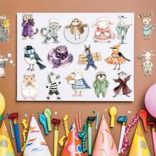 100pcs Watercolor Animals Birds Duck And Elephant Creative PET Stickers, Suitable For Laptops, Computers, Phone Cases, Guitars, Desktops, Water Bottles, Motorcycles, Cars, Helmets, Suitcases, Refrigerators, Gift Decoration Graffiti Stickers - Black - View 1