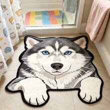 1pc Alaskan Puppy Head Faux Cashmere Bath Mat, Bathroom Rug, Doormat, Small Rug, Carpet, Floor Mat, Home Decor, Area Rug, Outdoor Mat, Bedroom Carpet, Washable - Multicolor - View 2