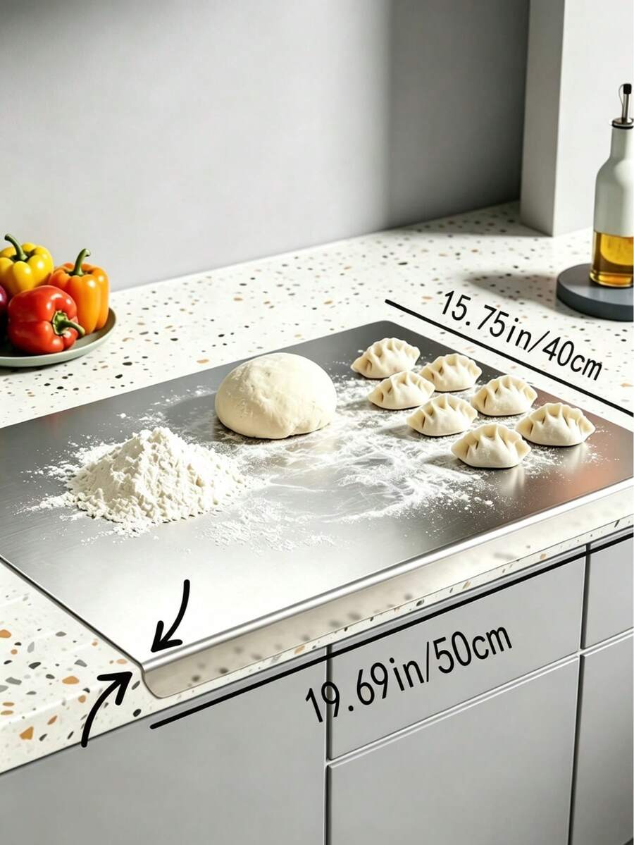 MiLaiWP 1pc Stainless Steel Cutting Board, Heavy Duty Chopping Board For Meat, Fruit, Vegetables, Bread And Baking, Non-Slip Edge Cutting Board, Butcher Block, Cheese And Board, Kitchen Supplies
