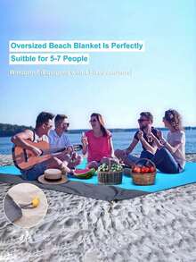1pc Ultra Waterproof Beach Mat With Drawstring Pocket, Super Portable, Durable, Quick Fold, Suitable For Outdoor Camping, Home Use, Waterproof And Easy To Clean, Polyester Material - Multicolor - View 5