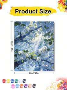 白色櫻花樹陽光風景DIY數字油畫 手作成人居家裝飾 節日禮物牆面藝術畫布套裝 - 套裝 - 查看 10