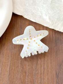 1pc Iridescent Pearl Starfish Shark Hair Claw Clip, Gradient Shell Lightweight Hair Bun Clip, Women's Beach Vacation Hair Accessory - Multicolor - View 6