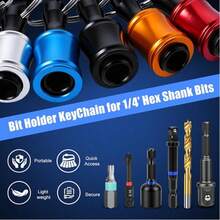 Gantungan Kunci Pemegang Mata Bor 1/4" 6 Buah, Pemegang Mata Bor Tangkai Heksagonal 1/4 Inci (Sekitar 0,6 Cm) untuk Kunci Pas, Obeng, dan Mata Bor, dengan Carabiner Gantungan Kunci - Gantungan kunci warna-warni - View 7
