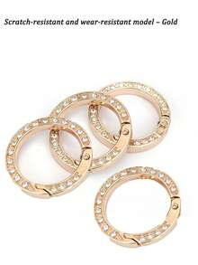 Travel Decorative Spring O-Ring Clip, Alloy Trigger Spring Buckle Keychain, Glossy Key Ring, Creative Keychain Decoration, Suitable For Wallet, Handbag, Key Chain And Bag Decoration; Zinc Alloy Rhinestone Spring Ring Open Ring DIY Jewelry Pendant - Multicolor - View 12
