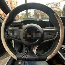 2pcs Personalized Non-Slip Steering Wheel Cover - Faux Gold Silk Fabric Pattern + Easy Installation + No Inner Ring, For Car/MPV/SUV/RV/Pickup/Van/D-Shape/O-Shape/Round Steering Wheel - Personalized Gold Thread Pattern - View 5