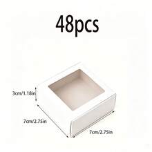 48/36/24/12/2pcs White Small Gift Boxes With Transparent Window, Jewelry, Soap, Candy Boxes, Handmade Crafts Packaging, Flat Bulk Pack, Suitable For Gifts, Crafts, Weddings, Parties, Bridal Showers, Brides, Wedding Decor, Birthday Decor - White - View 6