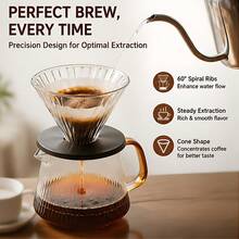 Pour Over Coffee Pot Set, Includes Coffee Scoop, 23.6OZ/700ML Glass Coffee Pot/Server, With Glass Coffee Filter/Brewer, Suitable For Home Or Office Drip Coffee Maker Set, 1-6 Cups - Multicolor - View 4
