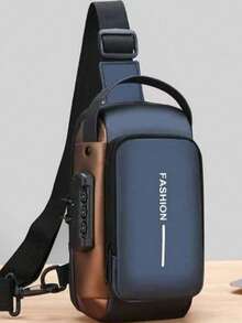 Tas Selempang Dada Pria dengan Kunci Sandi Anti-Pencurian, Teknologi Anti-Pencurian dan Kunci Tombol Digital - Tali yang Dapat Diatur, Perangkat Keras Warna Emas, Kain Tahan Lama, Kompartemen Resleting dan Kompatibilitas Port, Cocok untuk Sepeda Motor, Perjalanan, Gym, Penggunaan Sehari-hari - Acara Kasual dan Formal (Hitam/Cokelat) - Muat Smartphone dan Barang-Barang Penting - MultiWarna - View 14