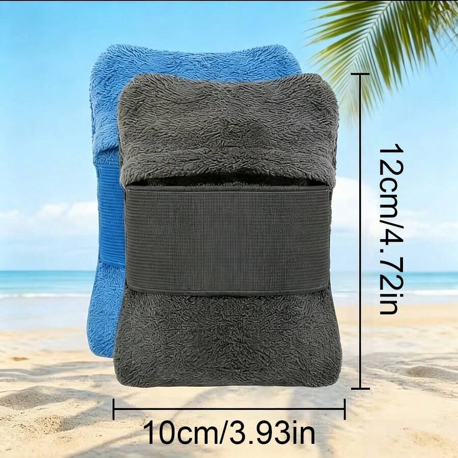 2pcs Sand Remover Gloves, Easy Cleaning, Reusable Fleece Design, Suitable For Home, Beach Activities And Vacation, Essential Beach Cleaning Tool - Multicolor - View 1