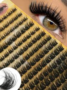 156 Clusters DD Curl Fluffy Cross-Clustered False Eyelashes, Soft Reusable Single Cluster False Eyelashes, Voluminous Lightweight DIY Home Eyelash Clusters, Comfortable Thin Stem Daily Wear, Natural Voluminous Self-Applied Eyelashes, Suitable For Doll Eye Makeup - DD - View 1