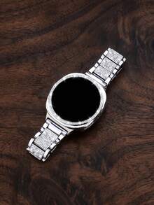 水鑽錶帶 + 錶殼套組，相容於 Galaxy Watch 8 40mm 和 44mm。優雅時尚亮面金屬水鑽錶帶，防摔防刮水鑽錶殼，適合休閒派對商務女性智慧手錶錶帶與錶殼 - 閃鑽錶帶+錶殼-銀色 - 查看 7
