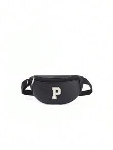 1pc Girls Cute Crossbody Waist Bag Shoulder Bag With 26 A-Z Letters, Suitable For Daily, Outdoor, Travel, Hiking, Portable Use, Ideal Gift Choice - Black - View 24