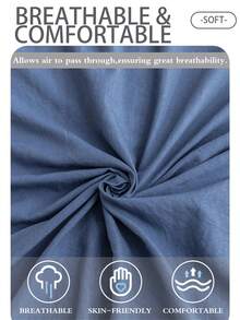 1pc Fashion Solid Color Brushed Single Fitted Sheet (Bed Cover/Mattress Protector) - Soft, Comfortable, Breathable, Anti-Pilling, Home Decor, Suitable For All Seasons; Fits Multiple Bed Sizes (Twin, Full, Queen, King); Dust-Proof Design; Pillow And Pillowcase Not Included. - Dusty Blue - View 5
