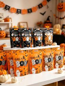 10pcs Halloween Standing Gift Bags, Halloween BOO Ghost Pumpkin Tote Bags, Halloween Party Small Gift Bags, Halloween Trick Or Treat Candy Bags, Happy Halloween Decorations, Halloween Party Supplies, Halloween Party Sealed Sweet Bags Cookie Bags, Halloween Table Decor, Halloween Store Shopping Bags, Halloween Kitchen Baking Bags, Halloween Home Decor, Room Decor, Halloween Gifts, Party Fillers - Halloween BOO Ghost - View 7