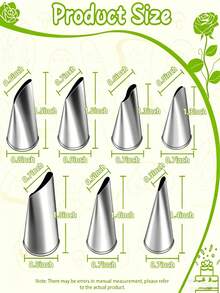 Rose Petal Piping Tips Set, Stainless Steel Floral Cream Piping Tips, Cake And Cupcake Decoration Baking Tools, DIY Piping Tips - Silver 7pcs Rose Piping Tip - View 3