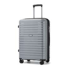 Carry On Suitcase Small 20 Inch Cabin Luggage Medium 24 Inch Large 28 Inch Ribbed PP Hardshell Expandable TSA Lock Cup Holder 3 Piece Luggage Set - Grey - View 14