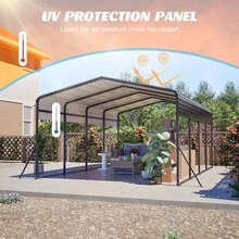 13x20 FT Metal Carport,Garage With Upgraded Triangle Reinforced Frame&4 Poles,Galvanized Steel Hardtop Roof,Heavy-Duty All-Weather Shelter For Car,Truck,Boat,Outdoor Storage-XY347578 - Multicolor - View 5