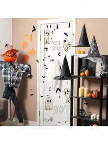 6/1pc Stiker Pintu Hantu Kelelawar, Stiker Dekoratif Hantu Kelelawar Halloween, Stiker PVC Perekat yang Dapat Dilepas, Stiker Dekorasi Hantu Lucu, Stiker BOO, Stiker Dekorasi Rumah Suasana Liburan - A - View 4