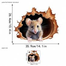 Personalized Mouse Hole Wall Sticker, Cute Cartoon Animal Decal, Home Decor Self-Adhesive Sticker, Reusable, Perfect For Living Room, Bedroom, Kitchen, Bathroom Decoration - 1PC - View 4