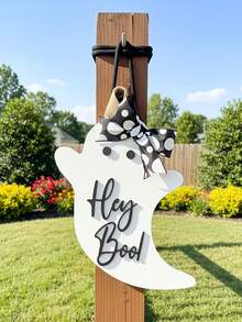 [3D] 3D Halloween Door Decor, Door Hanging Decoration, Front Door Decoration, Wooden Halloween Sign, Halloween Front Door Decor, Halloween Themed Autumn Wreath, Front Door Ornament, Porch Decor, Outdoor Sign - White Ghost - View 7