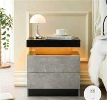 Modern Style Bedside Table With Two Drawers, Easy Assembly, Ample Storage Space, Suitable For Bedrooms And Living Rooms - Gray - 查看 7
