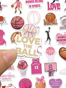 50 piezas Pegatinas de mujeres en deportes, pegatinas de baloncesto rosa, pegatinas de gimnasio, calcomanías de eslóganes estéticos para portátil, mochila, sobre, etiqueta, revista, Tumblr, regalos deportivos - Rosa - Ver 5