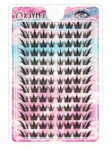 104 Clusters D Curl 3D Cartoon Style Fluffy Cluster Eyelash Extensions, Messy Lightweight Segmented Single Cluster False Lashes, Black Thin Stem Flexible And Durable, Easy DIY Wear, Voluminous And Curly, Home Application, Enhance Anime Eye Makeup Effect - D - View 9
