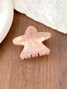 1pc Iridescent Pearl Starfish Shark Hair Claw Clip, Gradient Shell Lightweight Hair Bun Clip, Women's Beach Vacation Hair Accessory - Multicolor - View 8