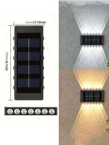 1/2件裝凸透鏡聚焦太陽能戶外燈，14 LED 白光/暖光太陽能庭園燈，戶外照明 LED 夜燈，現代北歐風，內建 Ni-MH 充電電池與太陽能板零電費充電，可攜式螺絲或黏貼安裝，適用於庭院、走廊、游泳池、花園、露台、戶外露營裝飾照明，情人節、母親節、開齋節、返校季、萬聖節、聖誕節、感恩節禮物 - 14LED - 查看 8