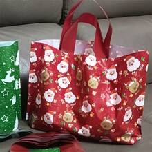 5/10/20pcs Printed Christmas Gift Bags, Reusable Plastic Tote Bags For Small Gifts, Perfect For Holiday Party Decorations - View 6