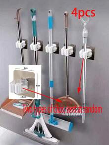 12pcs/4pcs/2pcs/1pc White Wall-Mounted Drill-Free Strong Adhesive Hook Clips, Mop Holder Storage Clips, Suitable For Bathroom And Kitchen Storage [Choose Wall Surface Carefully, Rough Walls May Cause Detachment] - White - View 20