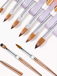 Olasalon Acrylic Nail Brush, Suitable For DIY Home Nail Salon Nail Tools, Gold Aluminum Alloy Handle - Bronze - View 5
